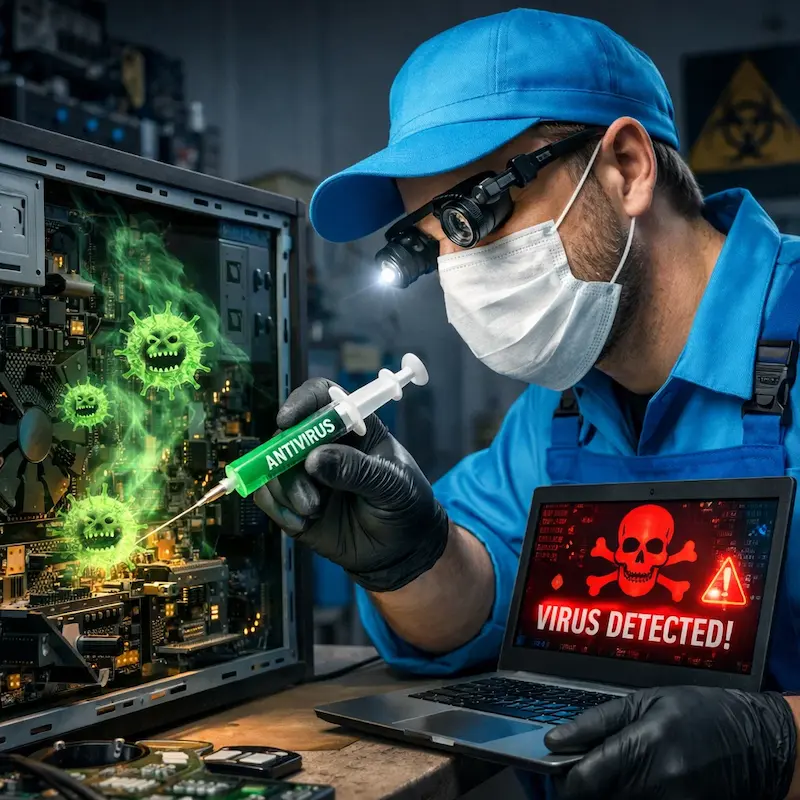 Лечение компьютера от вирусов в Московском на дому